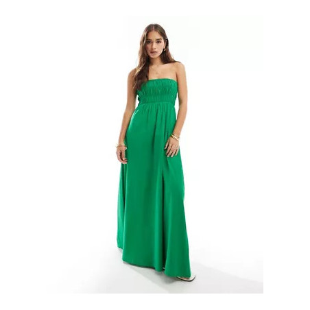 Esmee ruched maxi beach dress in green