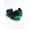 A Pair Black and Green Nike Sneakers