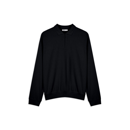 Relaxed Fit Zip-Polo Shirt
